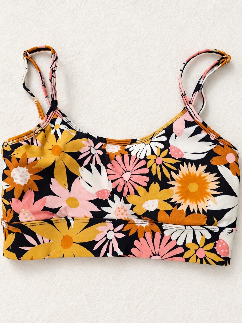 Lime Ricki Floral Longline Strappy Bikini Top Small